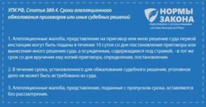 Апелляционные жалобы или представления поданные с пропуском срока