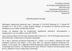 Апелляционная жалоба на приговор суда по уголовному делу образец заполнения